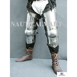 NauticalMart Medieval Leg Armor - Durable 16 Gauge Steel Plate Legs with Adjustable Leather Strap for SCA Combat and LARP - Perfect for Historical Reenactments and Fantasy Festivals