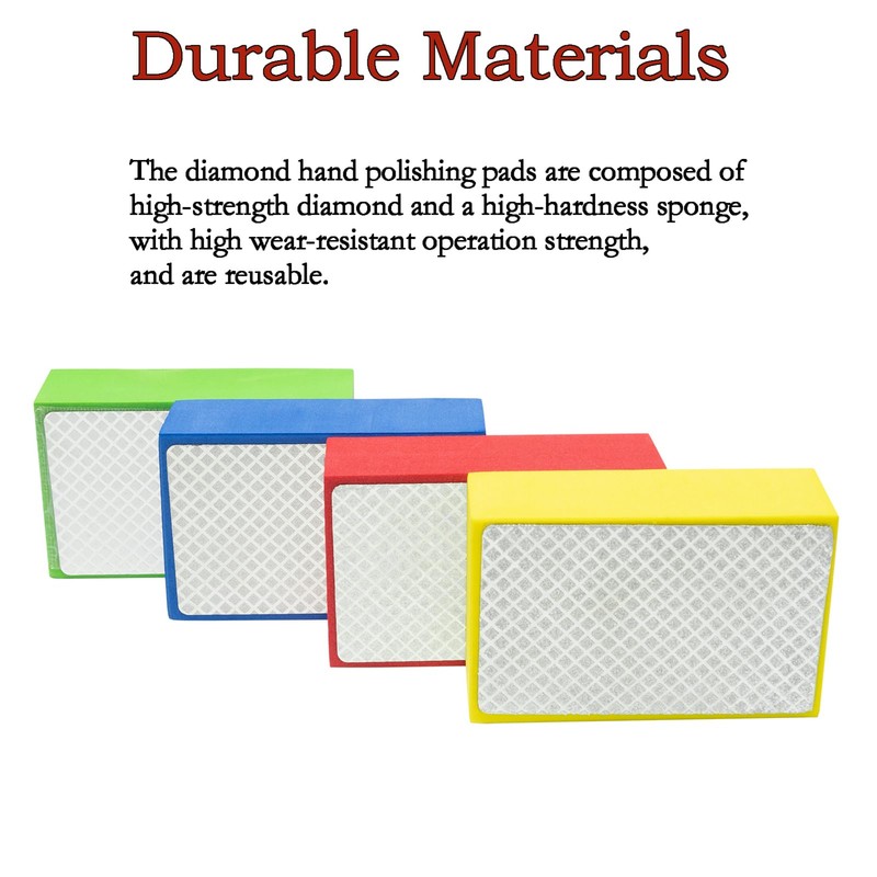 Deruilong 4Pack Diamond Hand Polishing Pads for Sanding Ceramics Glass