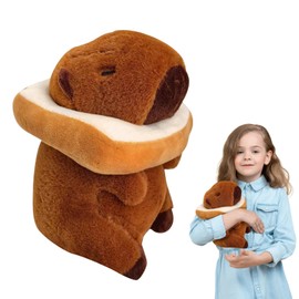 Asheyya 23cm Capybara Plush with Bread Headgear, Cute Animal Capybara Teddy