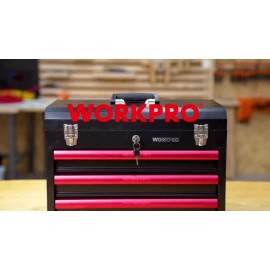 WORKPRO 408PC Mechanics Tool Set Socket Wrench with 3Drawer Heavy Duty Metal Box