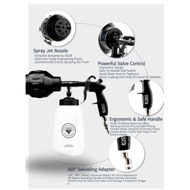 SGCB Pro Car Foamer Gun Cannon Pressure Washer Snow Lance Blaster, 8000 RPM High Speed Car Detailing Soap Gun Washer Adjustable 1/4” Quick Release 1 L Bottle Wide Mouth Scale Mark No Side Leaking