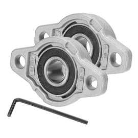 sourcing map Pillow Block Bearing 15/32" (12mm) Bore Zinc Alloy Steel Mounted Flange Pillow Block Self-Alignment Insert Bearings Housing for Machinery Power Agriculture Pack of 2
