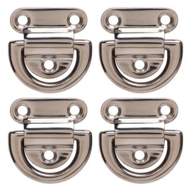 Yosoo Health Gear Folding Pad Eye 4 Sets Marine Grade Stainless Steel Folding Pad Deck Hardware, Polishing Weather Proof D Rings Deck Folding Pad Eye Boat Tie Down Ring for Marine Yacht