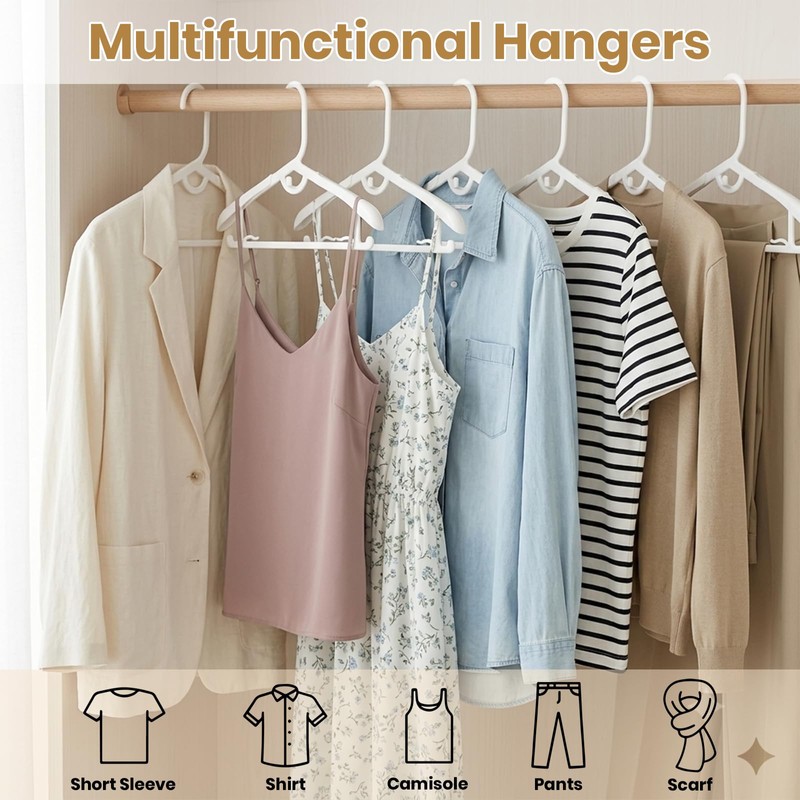40 Pack Plastic Hangers 13-17’’ Thickened Adjustable Clothes Hanger White