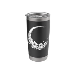 Minimalist Floral Crescent Moon Spring Flowers Celestial Stainless Steel Insulated Tumbler