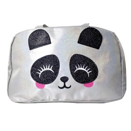 Girls Holographic Panda Weekender Duffel Bag