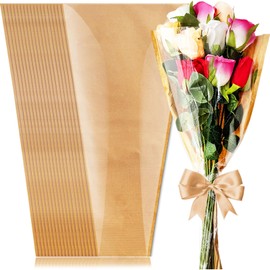 100 PCS Flower Bags for Bouquets,Flower Wrapping Papers,Kraft Flower Wrapping Bags,Floral Wrapping Paper Flower Sleeves for Valentine's Day,Wedding,Graduation,Mother's Day(17.7" x 9.8" x 3.9" )