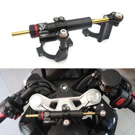 GZDLMoto Motorcycle Steering Stabilizer Bracket Damper Stabilizers & Dampeners Kits Compatible with CFMOTO 450SR 450SRS 450SS 2022-2024,CNC Aluminum (Carbon Fiber, Damper+Bracket)