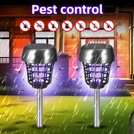4 Pack 2025 Solar Bug Zapper Outdoor Waterproof, Mosquito Repellent Outdoor Patio, Mosquito Zapper Used to Kill Gnat Small Flying Insect,Mosquito Trap for Yard Garden Farm,Bug Lights for Outside