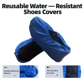 10 Pairs Washable Reusable Shoe Covers Light Weight Boot Covers Anti Slip Dustproof Booties For Indoor Household Office Laboratory (Royal Blue, Large)