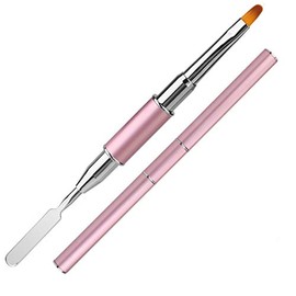 Dual-Ended Gel Brush & Picker Brush tool, Mwoot Stainless Steel 2 in 1 Designs Gel Nail Brushes Gel Nail Tool for Gel Acrylic Nails Extension(Pink)