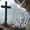 DAOCHONG 925 Sterling Silver Dangling Cross Necklace Faith Pendant Christian
