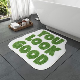 Lukinbox You Look Good Green Bathroom Rugs Mat, Super Soft Absorbent Bath Mats for Bathroom, Luxury Small Funny Non-Slip Washable Microfiber Bath Rugs Door Mat for Floor Shower Tub, 20"x24"