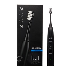 Moon Sonic Electric Toothbrush for Adults, 5 Smart Modes to Clean, Whiten, Massage and Polish Teeth, Rechargeable with Travel Case and 2 Toothbrush Heads, Black