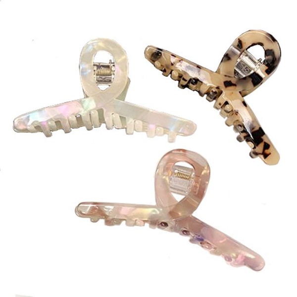 Hair Clips Tortoiseshell Claw Cellulose Acetate Jaw Clip Celluloid French Design 4.2'' Hair Barrettes Grip Leopard Print Clamps for Women Girls(3 Pack)