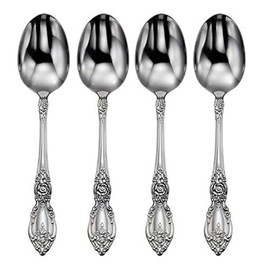Oneida Wordsworth Everyday Flatware Teaspoons 18/0 Stainless Steel, Set of 4, Silver