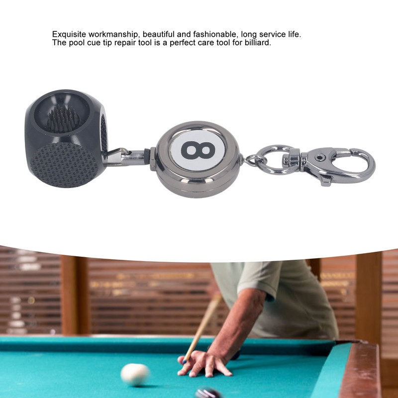 Pool Cue Tip Repair Tool with Retractable Key Ring Billiard