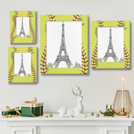 Funky Qiu 8x10 Picture Frame Sport Baseball Softball Lace Photo Frame for Wall and Tabletop Display Wooden Photo Picture Frame Home Decor