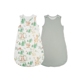 Baby Sleeping Bag 1 Tog,100% Cotton Wearable Sleeping Bag With Adjustable Snap Buttons and Side Zip, All Year Baby Sleep Sack 2 Pack For Girls Boys(Light Green,70cm)