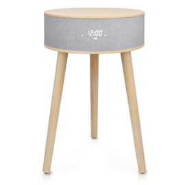 LEMEGA DTS4 Wireless Charging Table, Night Stand, Coffee Table, Sofa Table, End Table with Wireless Charging, Bluetooth Speaker, Night Light, for Living Room/Reception Room/Office - White Oak