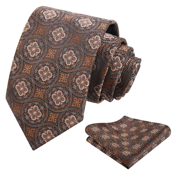 Alizeal Mens 3.15'' Vintage Necktie and Pocket Square Business Geometric