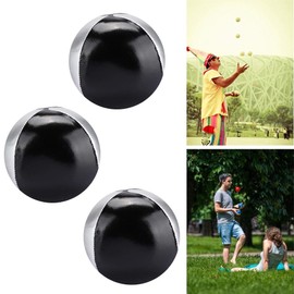 Juego de bolas de malabarismo Bolas de malabarismo de cuero PU de 3 piezas - Bounce Juggling Balls para adultos, niños, principiantes - Apoyos de rendimiento de bola de malabarismo (Negro plata)