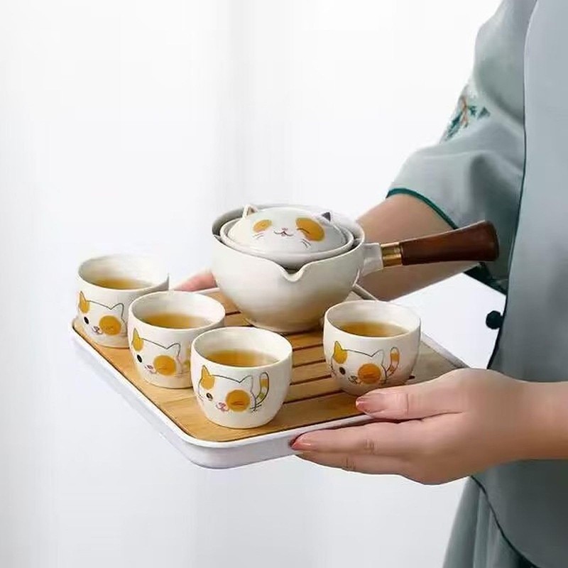 Scizorito Ceramic Portable Travel Tea Set, Chinese Kungfu Tea Set