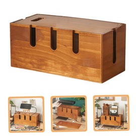 Zerodeko Wooden Cable Management Box Retro Cord Organizer for Desk Space Saving for Home Office Efficient Storage for Cables Devices Easy Installation Tidy Desktop