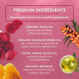 Badger Rose Beauty Balm, tratamiento nutritivo 100% orgánico para cara, cuello y manos con aceite esencial de rosa puro, hidratante facial intensivo d