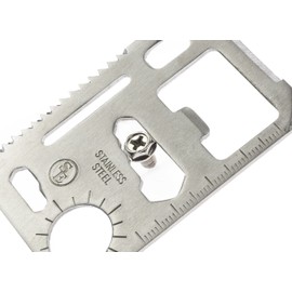 SE 11-Function Stainless Steel Survival Pocket Tool - Compact, Credit Card-Sized Multi-Tool with Leatherette Case - Ideal for Camping, Hiking, and Outdoor Activities - MT908