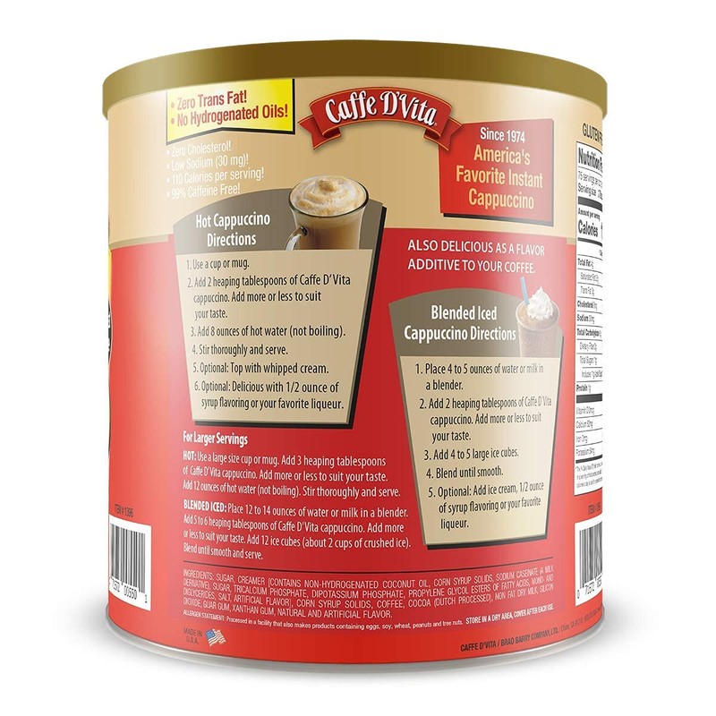 Caffe D'Vita Mocha Cappuccino Mix - Instant Cappuccino Mix, Gluten