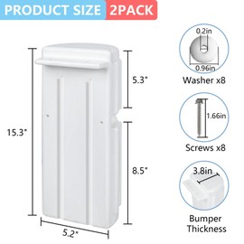 BALAVA Dock Bumpers 2 Pack,Dock Fenders Bumper,Marine Dock Bumpers,Inflatable Dock Protection Boat Dock Bumpers Dock Bumper Guards Boat Dock Guards for Docking Includes Mounting Hardware（White）