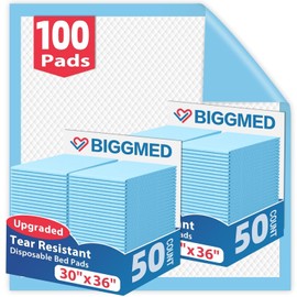 Tear-Resistant Disposable Bed Pads 30" x 36" 100 Count Absorbent Underpads, Chux Thicker Extra Large Incontinence Bed Pads, Pee Pads for Adults, Kids, Elderly, Pets