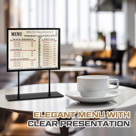 Zhengmy Tabletop Sign Holder with Flat Base Double Sided Countertop Sign Holder 11" x 8.5" Horizontal Desktop Display Stand Metal Poster Display Stand for Office Store Restaurant Hotels, Black