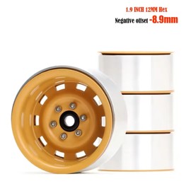 KINGCOO 4PCS Beadlock - 4 ruote da 1,9", offset da 8,9 mm, mozzo in metallo Deep Dish per auto 1/10 RC Rock Crawler per TRX4 Axial SCX10 90046 TRX6 TRX4 TF2 D90 GEN8 UTB18, pneumatici da 1,9 pollici
