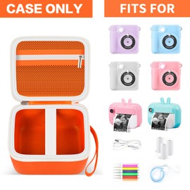 PAIYULE Camera Case Compatible with Instant Camera for Kids Digital Video Cameras Storage Holder Bag Camera And Print Paper(Box Only) (Orange)