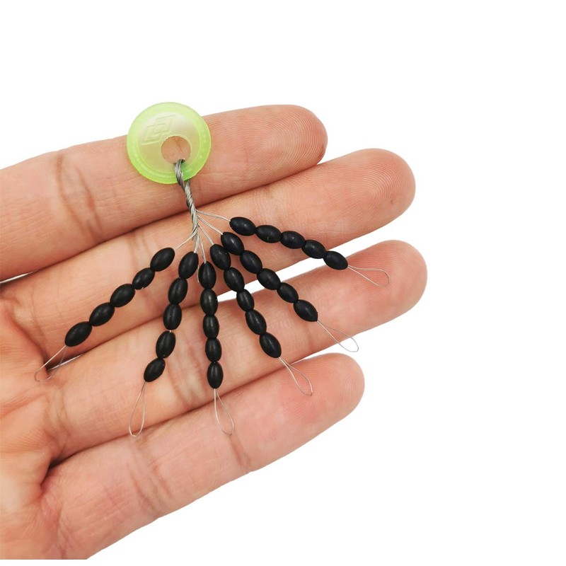 300Pcs Fishing Rubber Bobber Beads Stopper, 6 in 1 Float