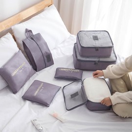 INVODA 7 Set Packing Cubes for Suitcases Travel Essentials for Carry on Luggage Organizer Bags Set for Travel Accessories Luggage Cubes (Grey)