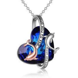 ONEFINITY Dolphin Necklaces 925 Sterling Silver Crystal Dolphin Pendant Ocean Jewelry Mother‘s Day Gifts for Women Mom Wife