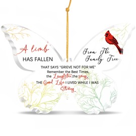 Cardinal Sympathy Gift for Loss of Loved One - Butterfly Shaped Memorial Gifts for Loss of Mother Father - Christmas Remembrance Decoration - Bereavement Condolences Gifts