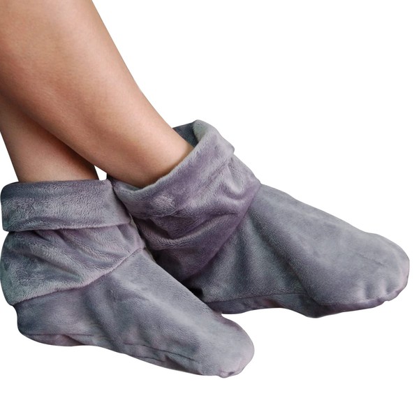 Mars Wellness Heated Microwavable Foot Booties - Microwavable Slippers - Herbal Hot/Cold Deep Penetrating Herbal Aromatherapy Wrap Warmer (Charcoal)