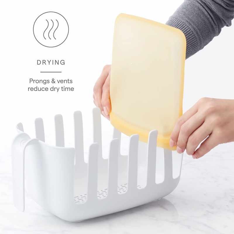 YouCopia Dry&Store Reusable Bag Drying Rack and Bin Set, Silicone