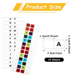 A-Z 26 Alphabet Tabs, Self Adhesive - White and Colorful Letters, 260 Pcs, 10 Sheets