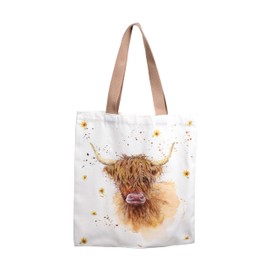 Puckator Jan Pashley Highland Coo Reusable Tote Bag - Canvas Tote Bag - Cotton Tote Bags - Eco Gifts for Women and Men - Cloth Shopping Bag - Fabric Bag - Foldable Bags for Shopping - Handbag