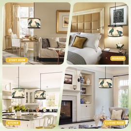 Bioaqua 2 Piece Hanging Lights with Plug in Cord （15ft）,Macrame Bamboo Pendant Light with Pattern,Bohemian Hanging Lights for Bedroom Living Room Decor Bamboo lamp Shade Kitchen