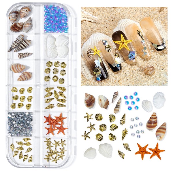 Ocean Themed Nail Charms, 3D Mixed Sea Nails Jewels Beach