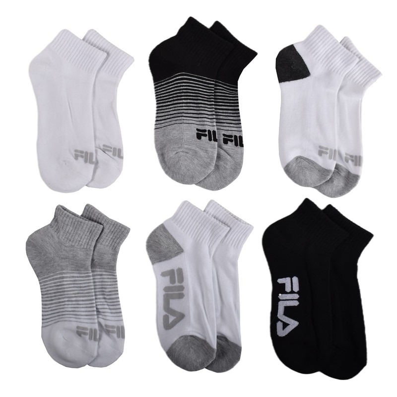 Fila womens Half Cushioned Quarter Socks, Multicolor, One Size US