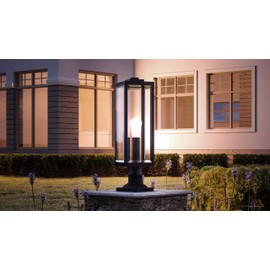 Luxury Modern Farmhouse Post/Pier, Large Size: 20.50"H x 7.00"W, with Industrial Style Elements, Natural Black Finish, UQL1333 from The Quincy Collection by Urban Ambiance