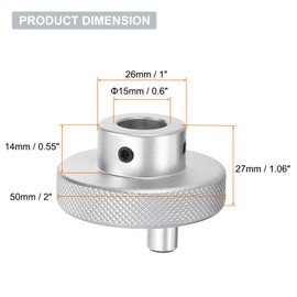 HARFINGTON Aluminum Alloy Handwheel 50mm OD 15mm Bore Lathe Hand Wheel with Rotate Handle Aluminum Milling Machine Handle with Wrench and 2pcs Screws for Milling Machine Lathe, Silver Tone