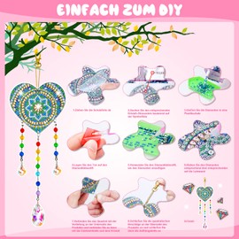 Craft Girls 10-9-8-7-6 Years, Toy from 5 6 7 Years for Girls Gift 6-12 Years Craft Case Children from 6 8 Years Wind Chime Craft Set Children Diamond Painting Pendant Window Garden Decoration
